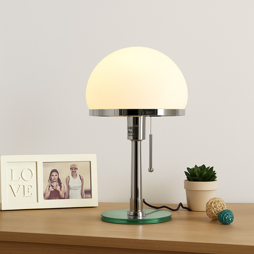 lampe de bureau led design nordique en verre et acier inoxydable