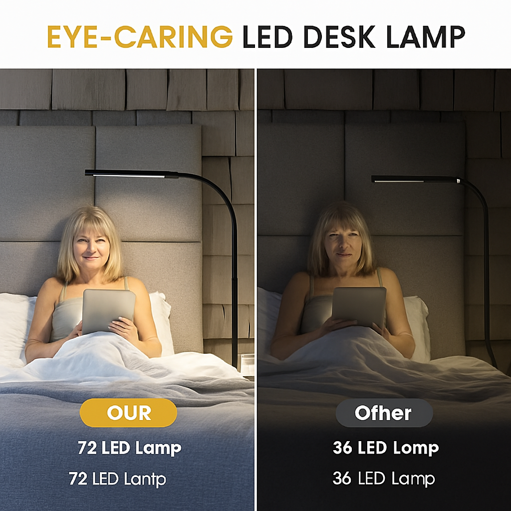 lampe de bureau led à pince 360° 3 modes 10 luminosités simple/double - vue 3 sur 9