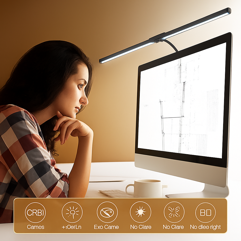 lampe de bureau led à pince 360° 3 modes 10 luminosités simple/double - vue 5 sur 9