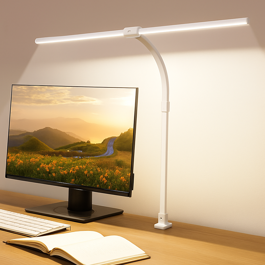 lampe de bureau led à pince 360° 3 modes 10 luminosités simple/double - vue 8 sur 9