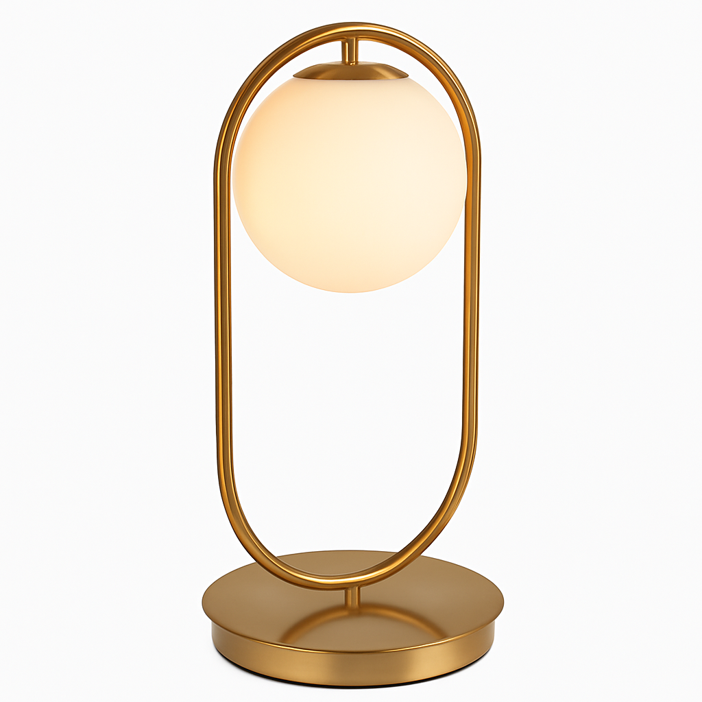 Lampe de chevet design en métal doré et boule en verre - vue 7 sur 9