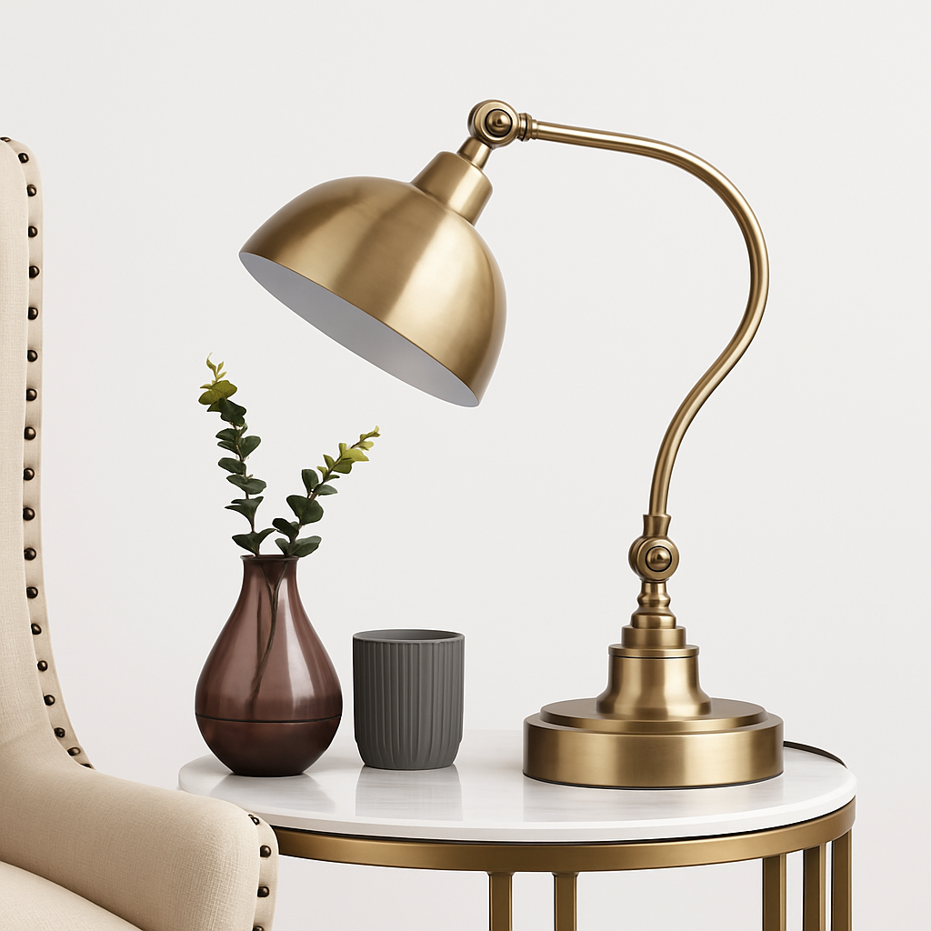 Lampe de chevet ou bureau à LED rustique doré Punk - vue 3 sur 7