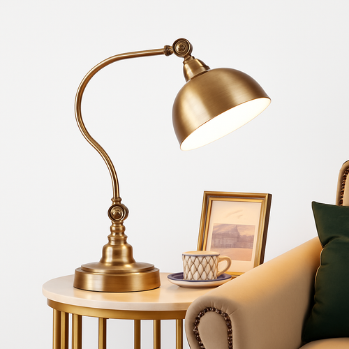 Lampe de chevet ou bureau à LED rustique doré Punk - vue 4 sur 7