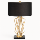 Lampe de chevet à pied design doré et abat-jour en tissu