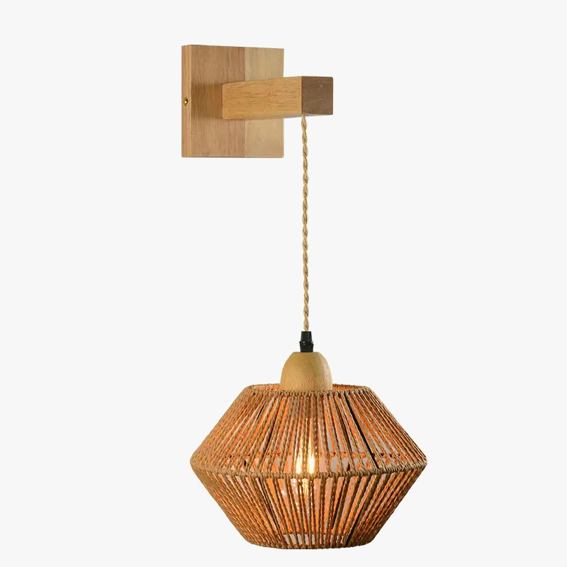 lampe de chevet rétro en rotin rétractable pour intérieur décoratif