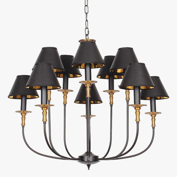 Lampe fer forgé noir rétro européen art suspension