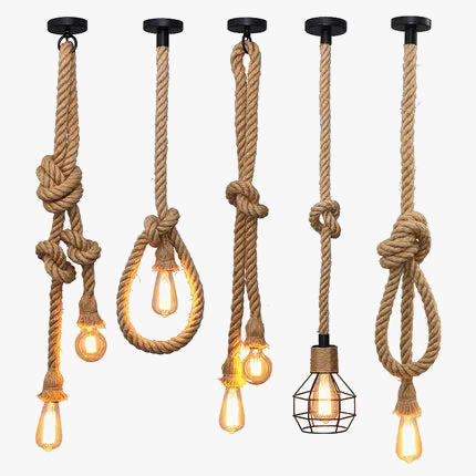 lampe loft industrielle vintage style américain avec corde pendante