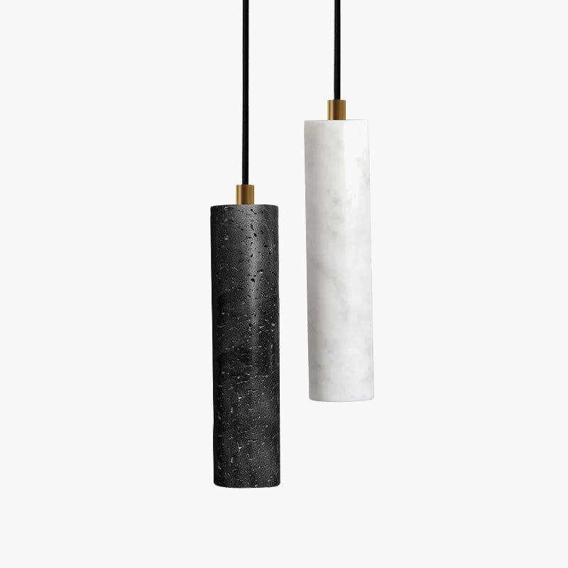 Lampe moderne Terrazzo lustre en marbre projecteur cylindrique suspension Restaurant réception marbre Led lustre trou pierre