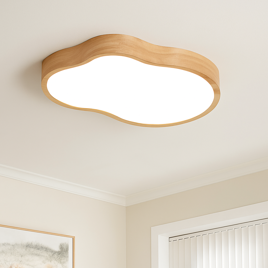 Lampe plafonnier bois LED modernes - vue 7 sur 9