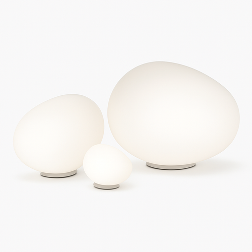 Lampe à poser design LED ambiance galet blanc Decor
