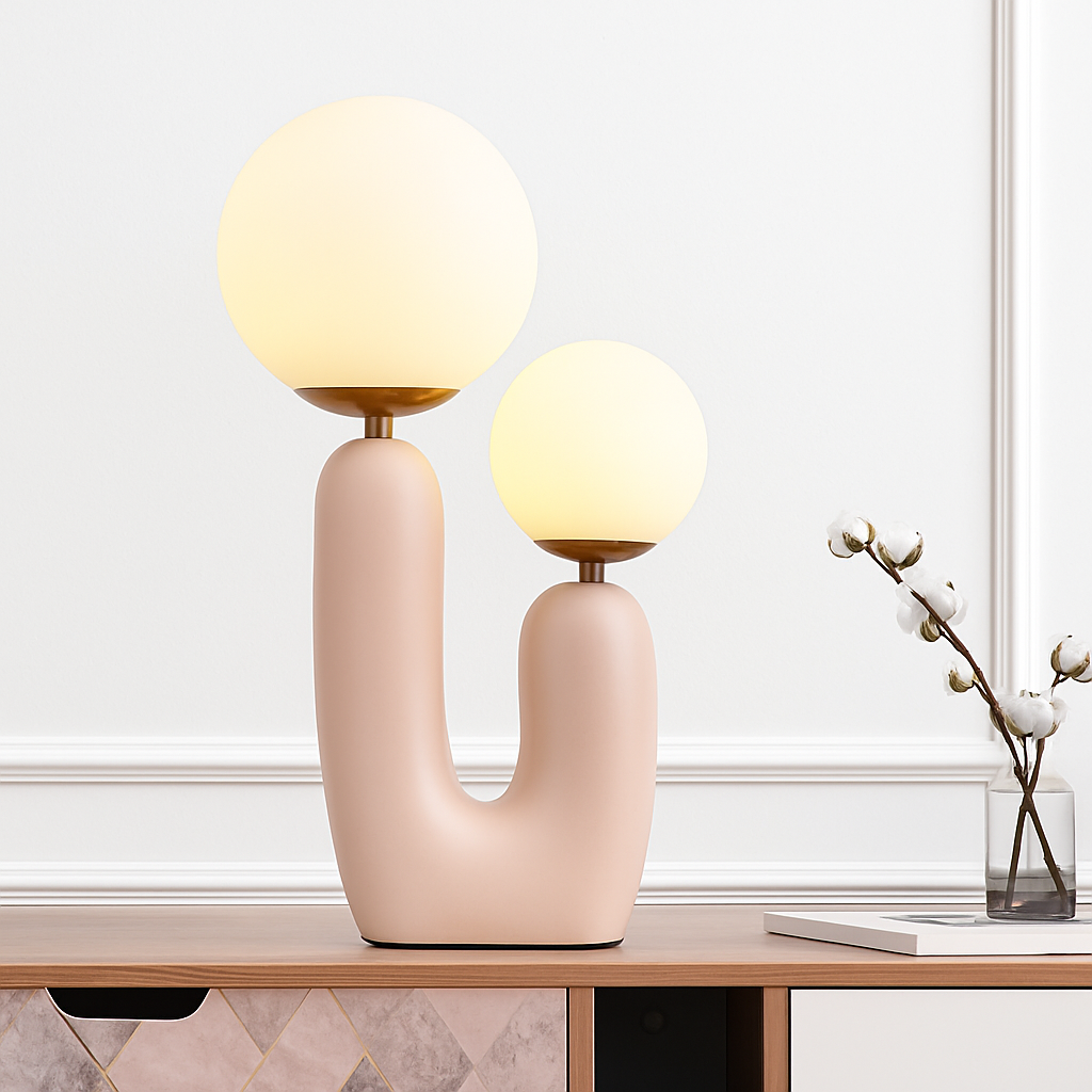 lampe à poser en résine et verre design moderne nordique minimaliste