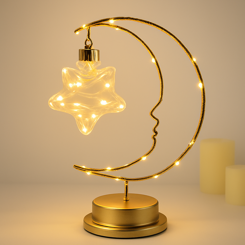 lampe à poser led étoile lune pour veilleuse et bureau - vue 3 sur 9