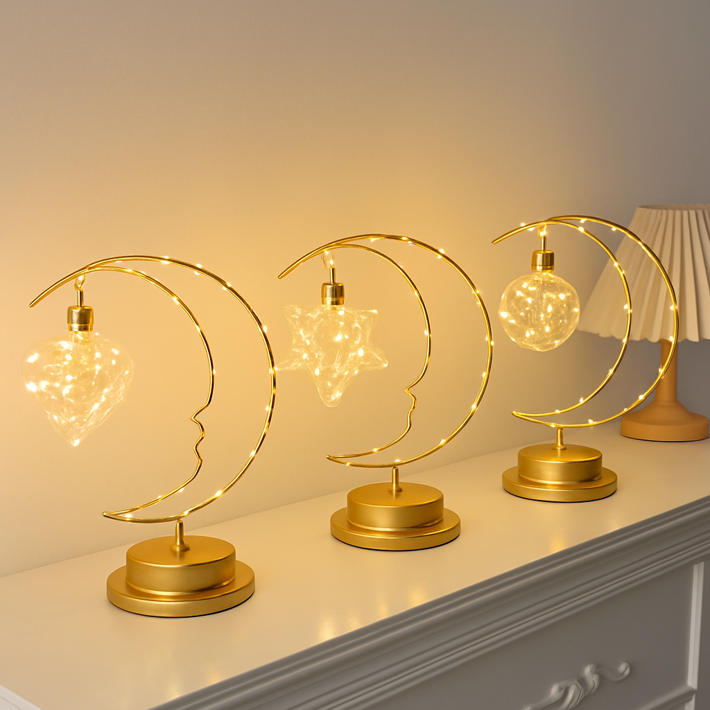 lampe à poser led étoile lune pour veilleuse et bureau - vue 4 sur 9