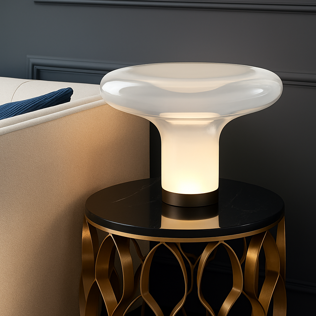 lampe à poser moderne en verre design champignon pour intérieur - vue 3 sur 7