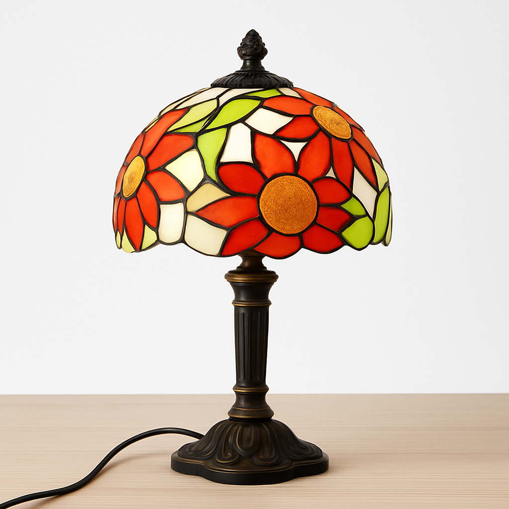 lampe à poser rétro style méditerranéen en vitrail - vue 4 sur 34