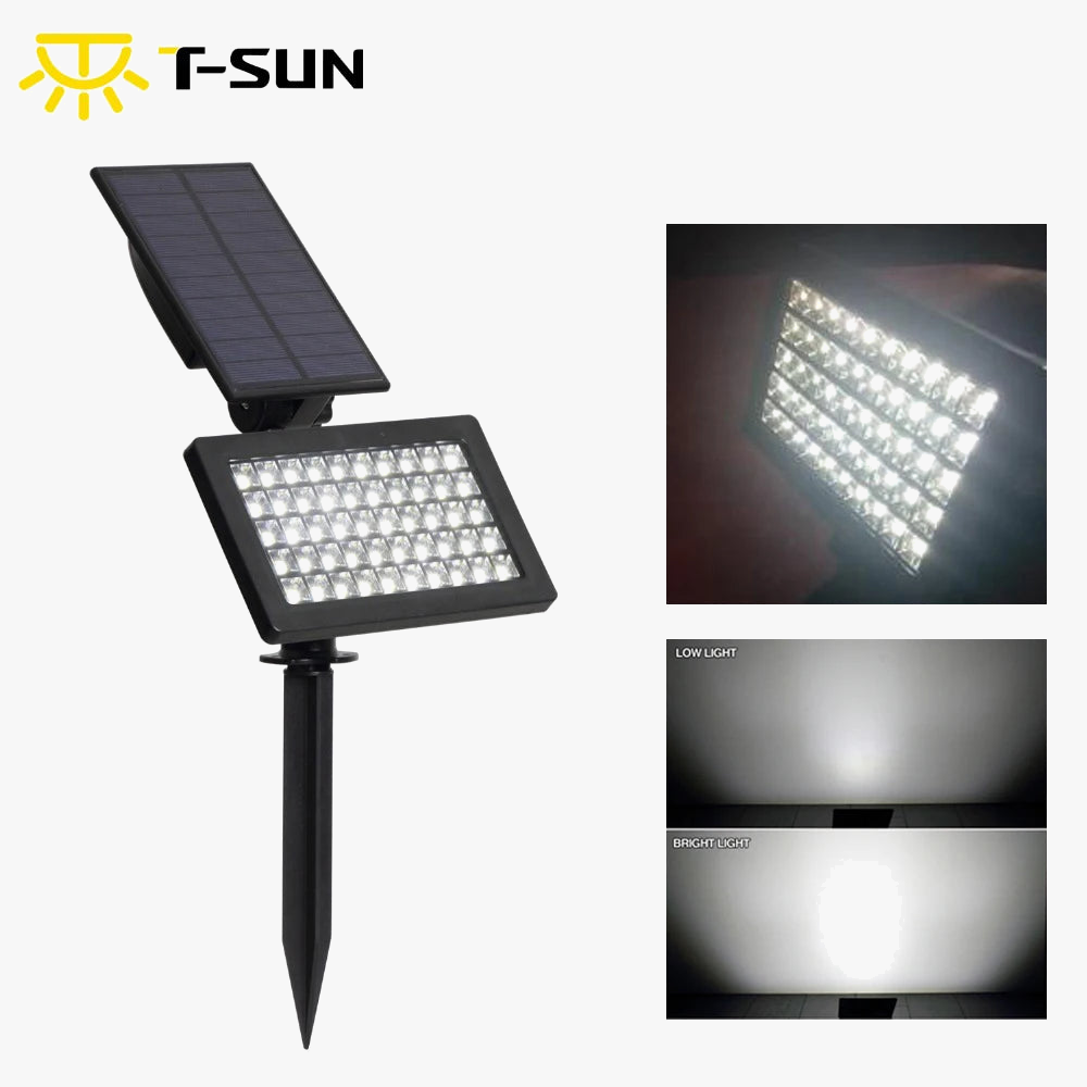 lampe solaire extérieure 50 led t-sunrise éclairage mural décoratif