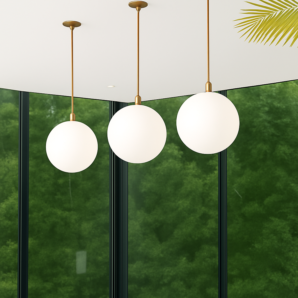 Lampe Suspension Globe Verre Blanc - vue 5 sur 15