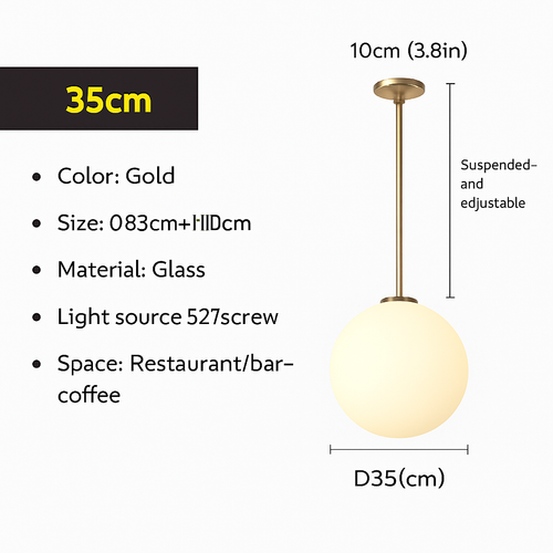 Lampe Suspension Globe Verre Blanc