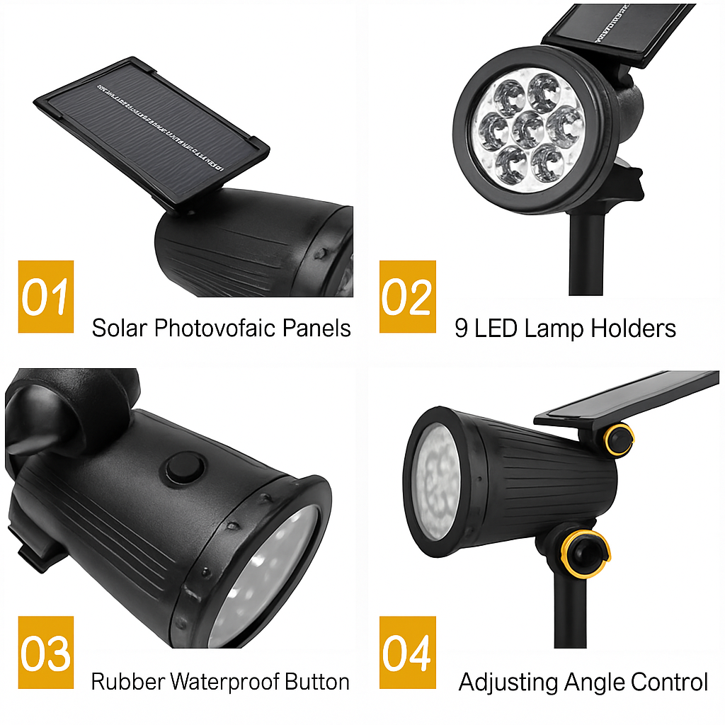 lampes solaires extérieures avec détecteur de mouvement et étanchéité - vue 8 sur 8