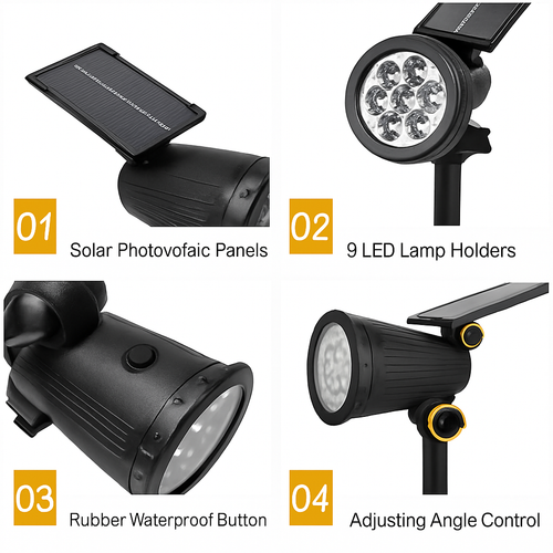 lampes solaires extérieures avec détecteur de mouvement et étanchéité - vue 8 sur 8