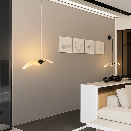 Led mouette suspension lumières chambre chevet fond tenture murale lampes pour plafond créatif décor à la maison Suspension Luminaire - vue 6 sur 9