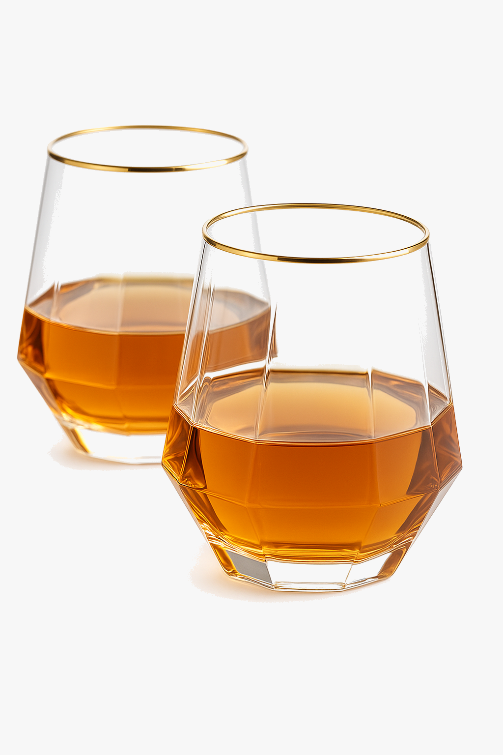 Lot 2 verres hexagonaux élégants bord raffiné 325ml