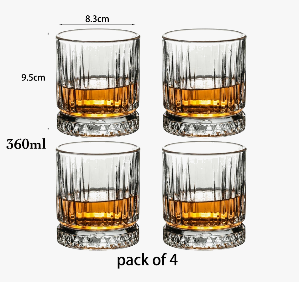 lot 4 verres whisky relief old fashioned crystal