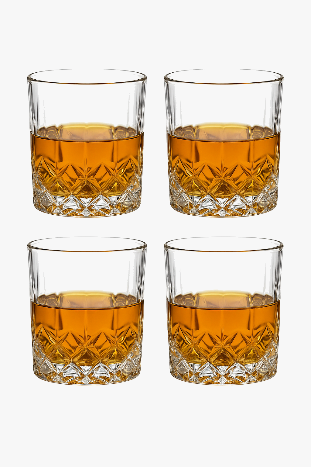 Lot 4 verres whisky style cristal motifs facettes
