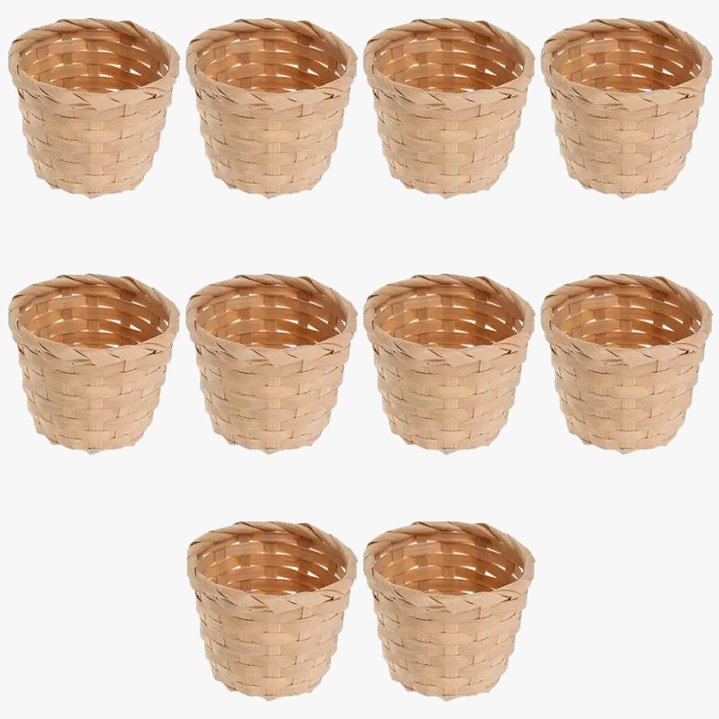 lot de 10 paniers en bambou pour rangement fruits et bureau
