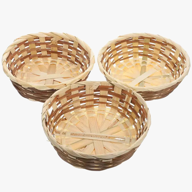 lot de 3 paniers en bambou pour fruits et collations