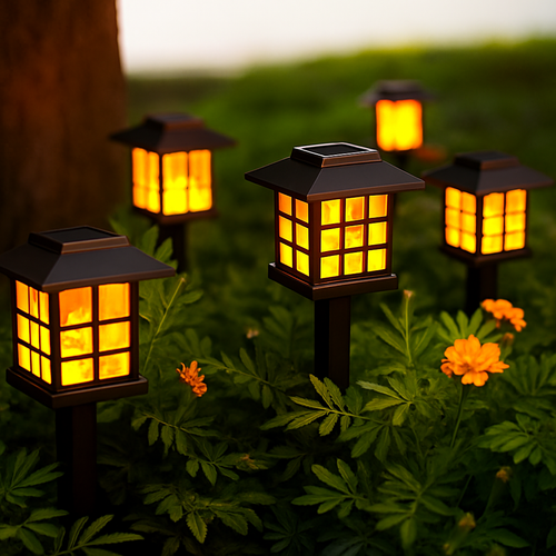 lot de lampes torches solaires décoratives pour jardin extérieur - vue 2 sur 8
