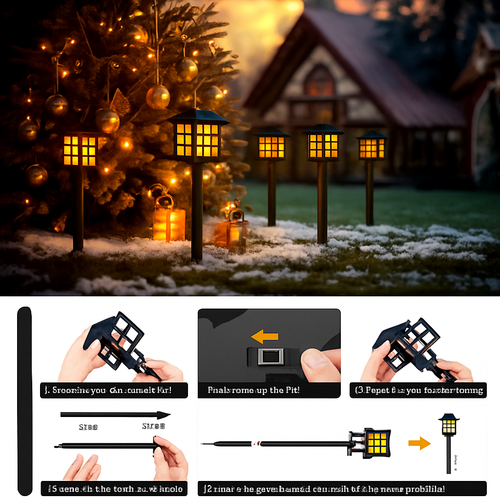 lot de lampes torches solaires décoratives pour jardin extérieur - vue 6 sur 8