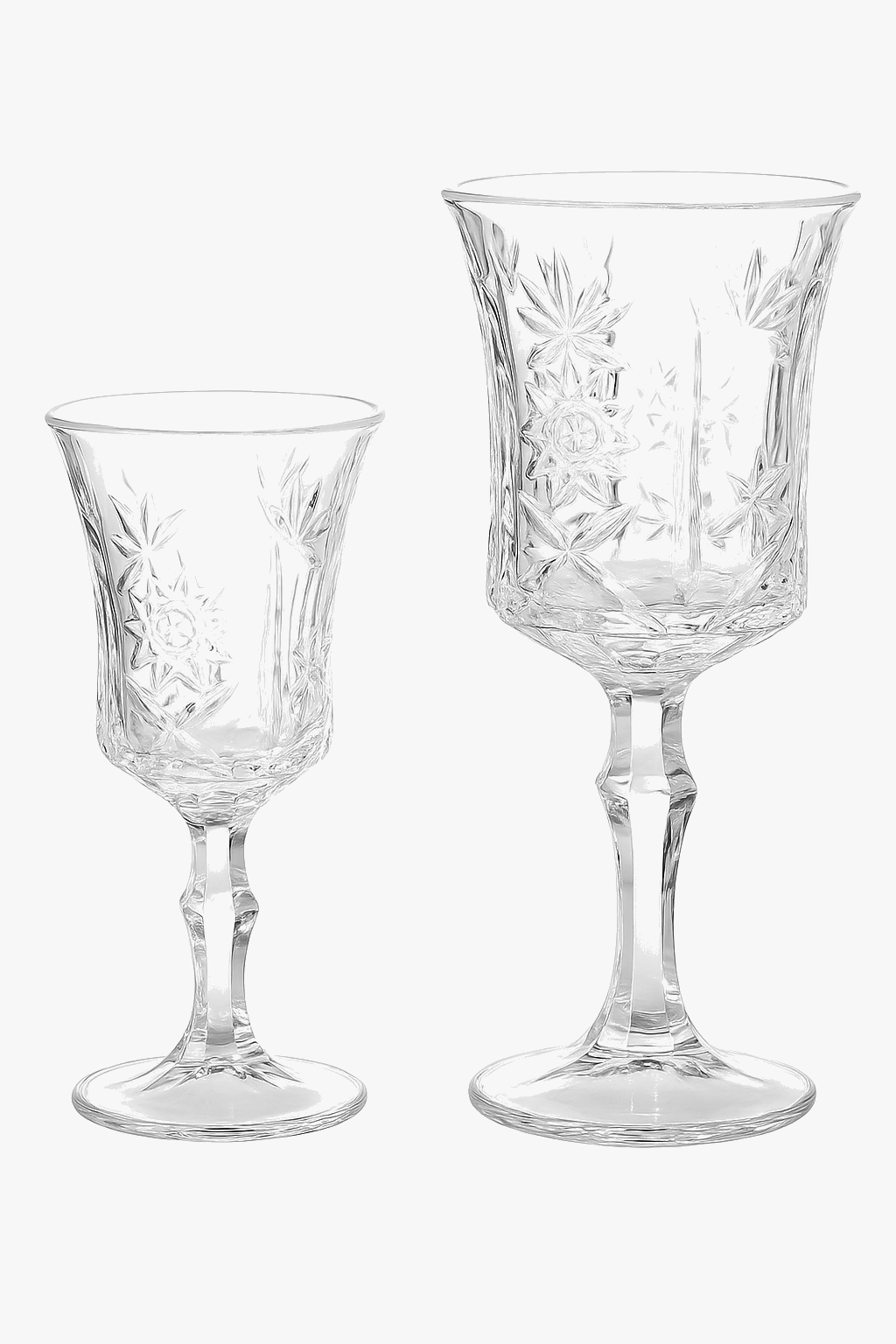 Lot deux verres champagne pied haut style vintage