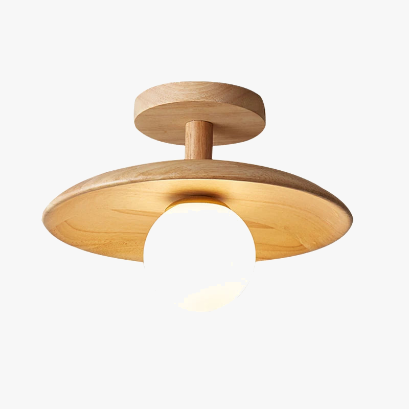 Plafonnier rond en bois arrondi design scandinave
