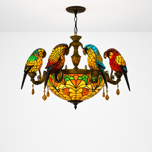 lustre art déco design tiffany parrot pour un éclairage élégant