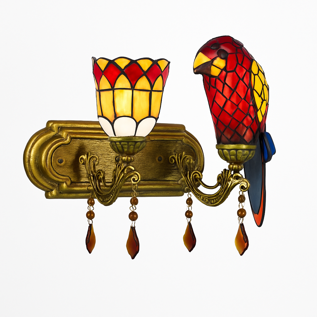 lustre art déco design tiffany parrot pour un éclairage élégant - vue 7 sur 25