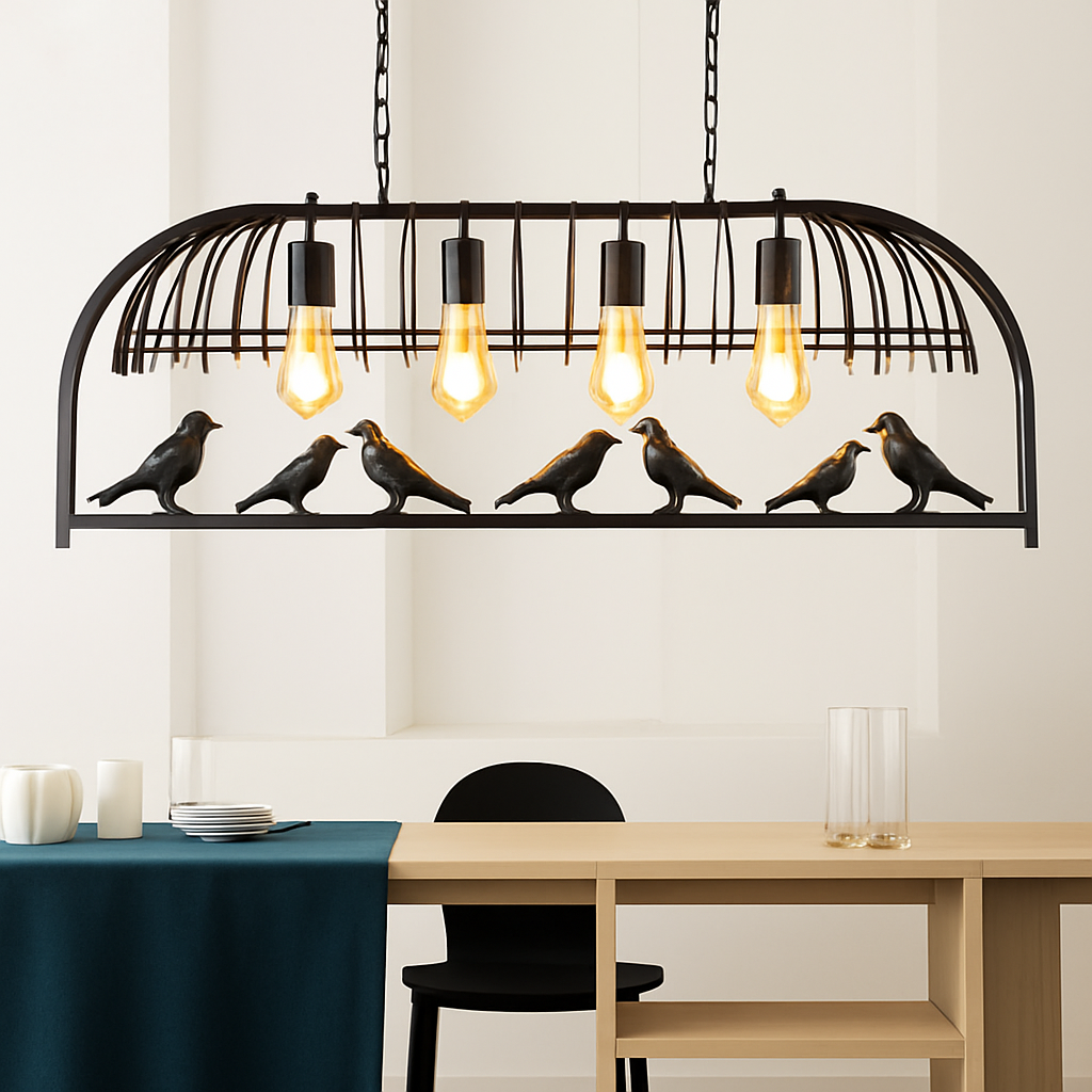 lustre cage à oiseaux style industriel rétro fer forgé décoratif - vue 4 sur 14