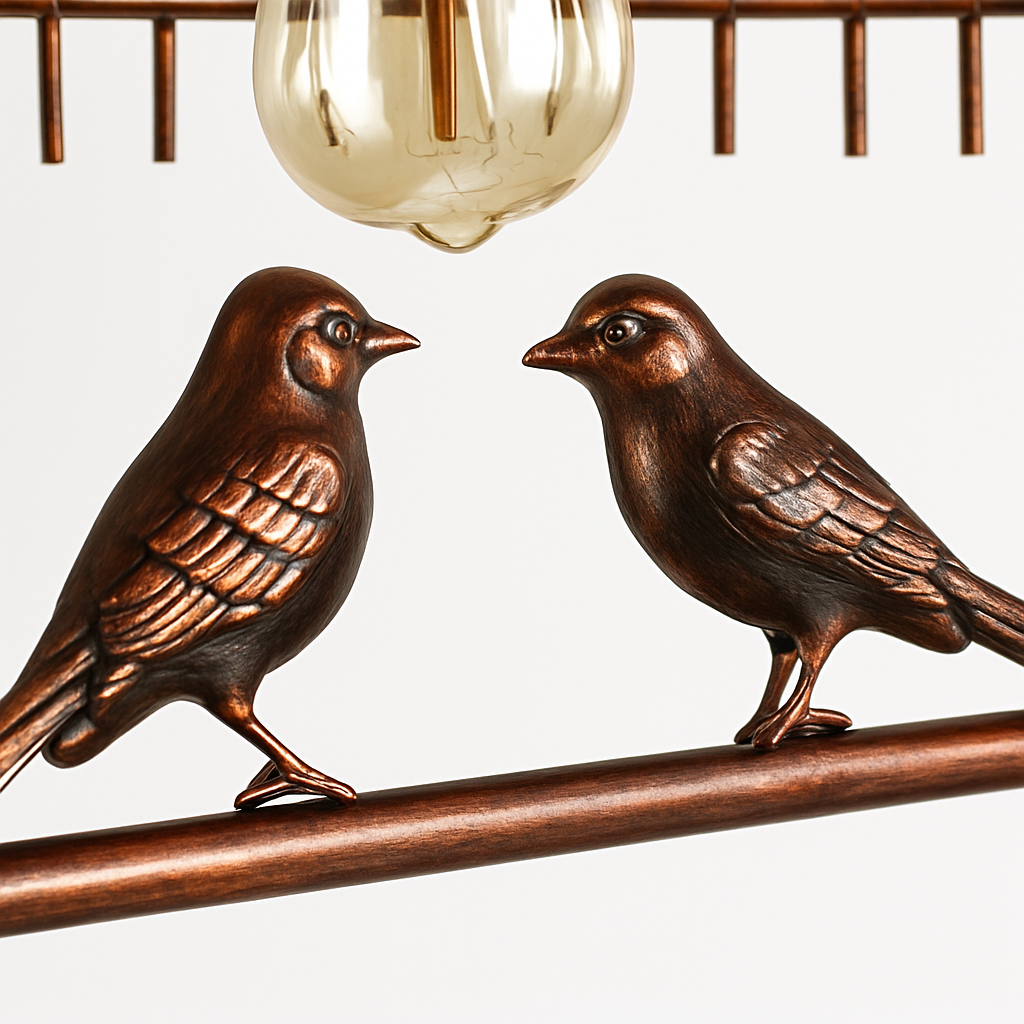 lustre cage à oiseaux style industriel rétro fer forgé décoratif - vue 5 sur 14