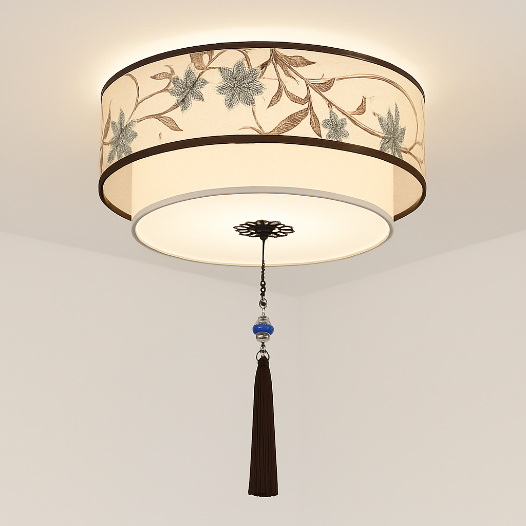 lustre chinois plafonnier chambre ronde Chinoiserie Luminaire Suspendu rétro maison salon étude Luminaire éclairage - vue 10 sur 17