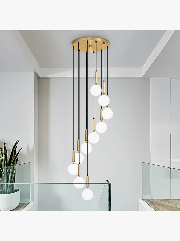 Lustre d'escalier lumière de luxe Loft Duplex bâtiment escalier creux rotatif lampe en cristal Super longue lumière d'escalier