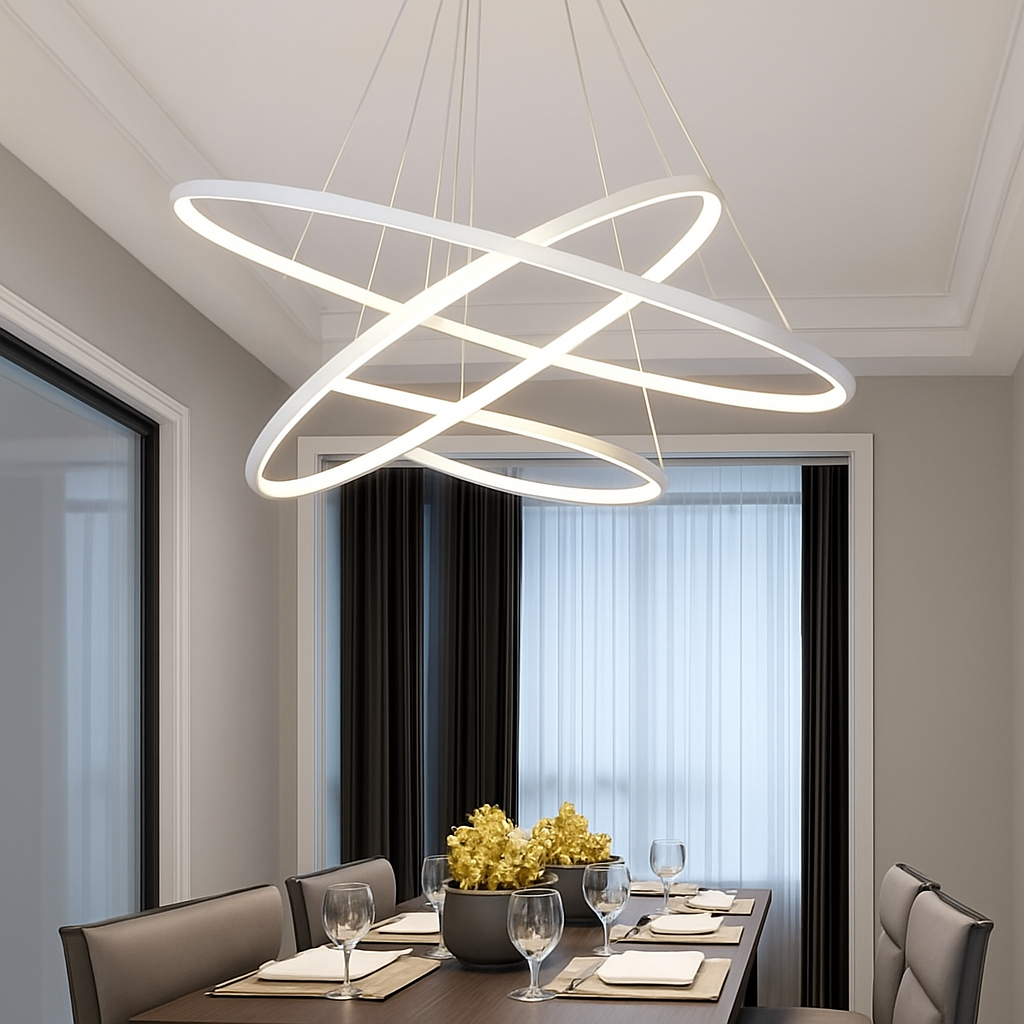 Lustre design anneaux suspendus à LED Deco - vue 4 sur 8