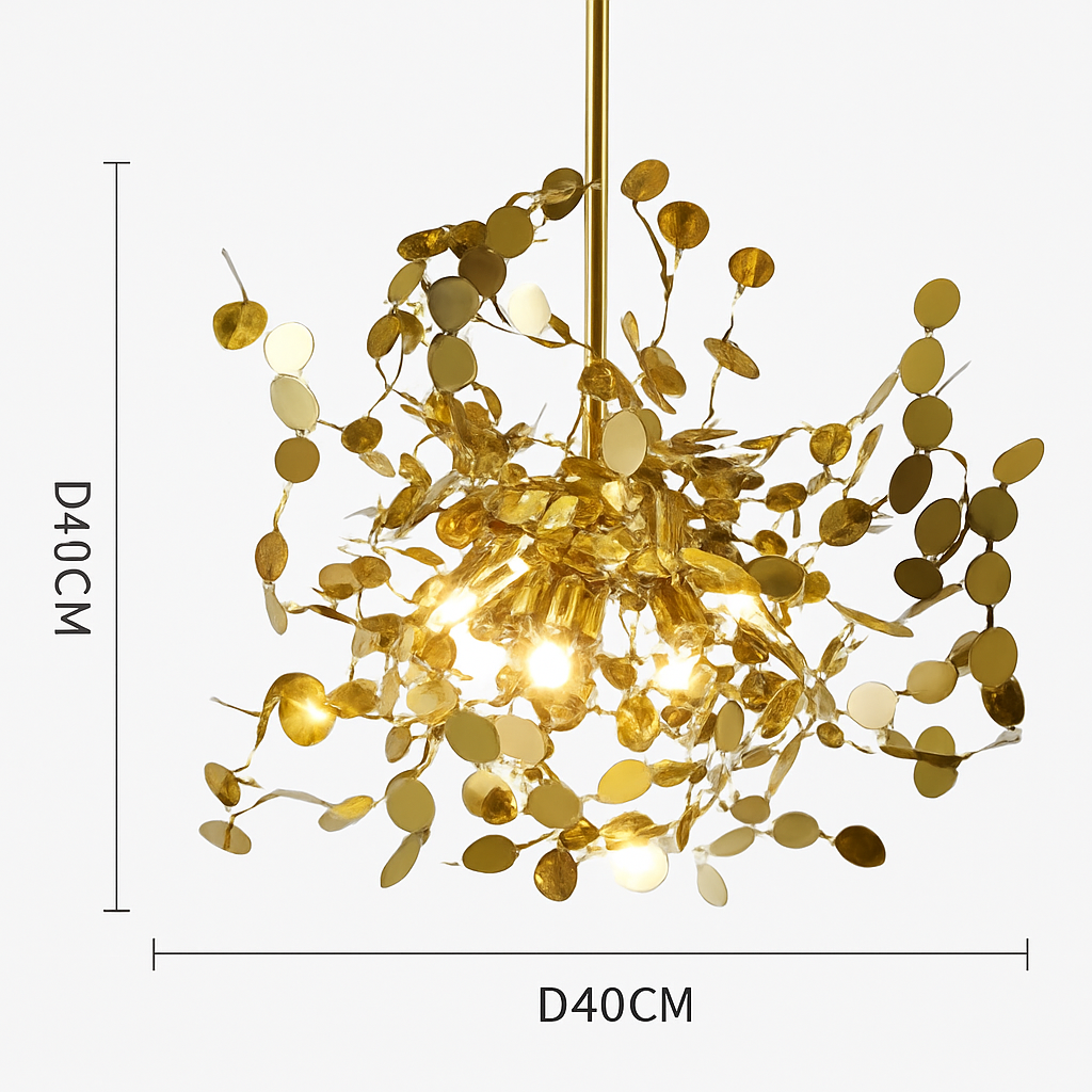 Lustre design chromé arbre à feuilles rondes - vue 9 sur 9