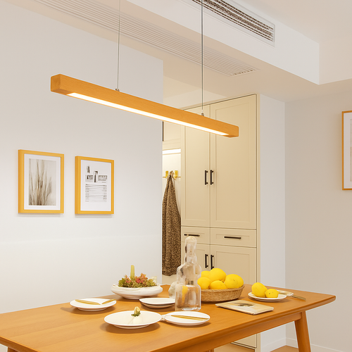 Lustre design en bois long à LED Bar - vue 6 sur 6