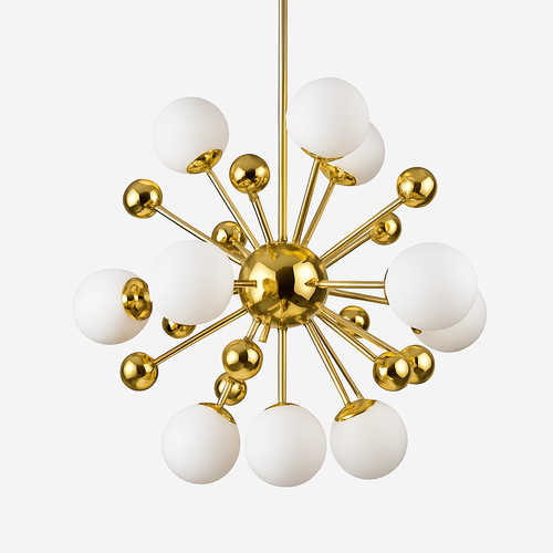 Lustre design LED doré avec plusieurs boule en verre Creative