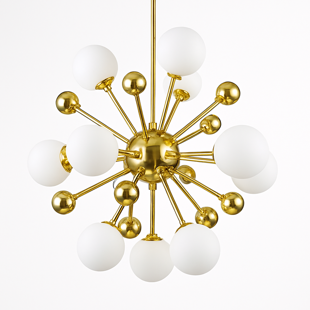 Lustre design LED doré avec plusieurs boule en verre Creative - vue 4 sur 10