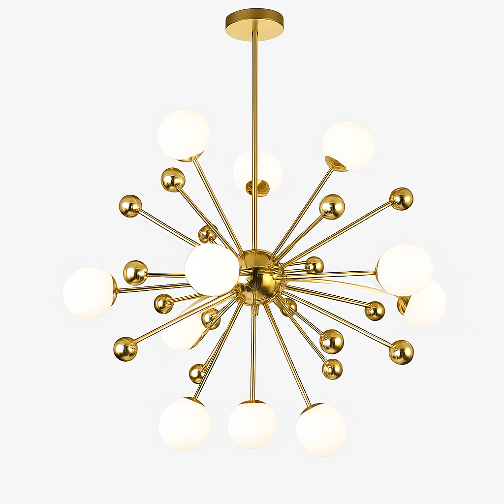Lustre design LED doré avec plusieurs boule en verre Creative - vue 10 sur 10