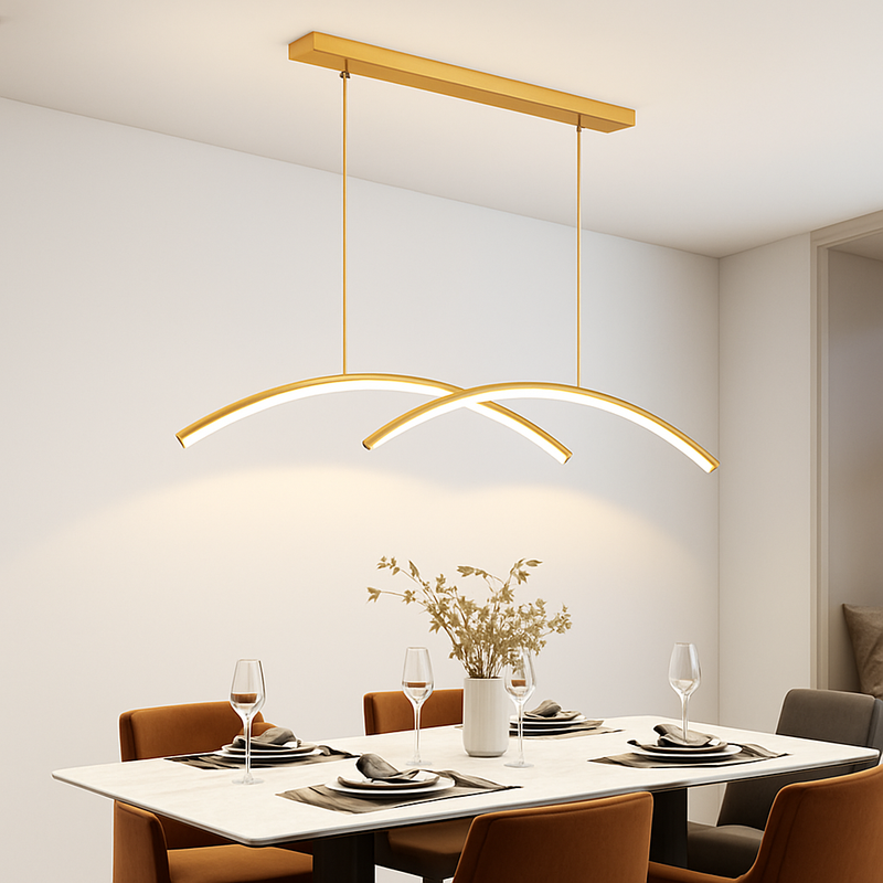 Lustre design LED en forme d'arc métallique Roxanna