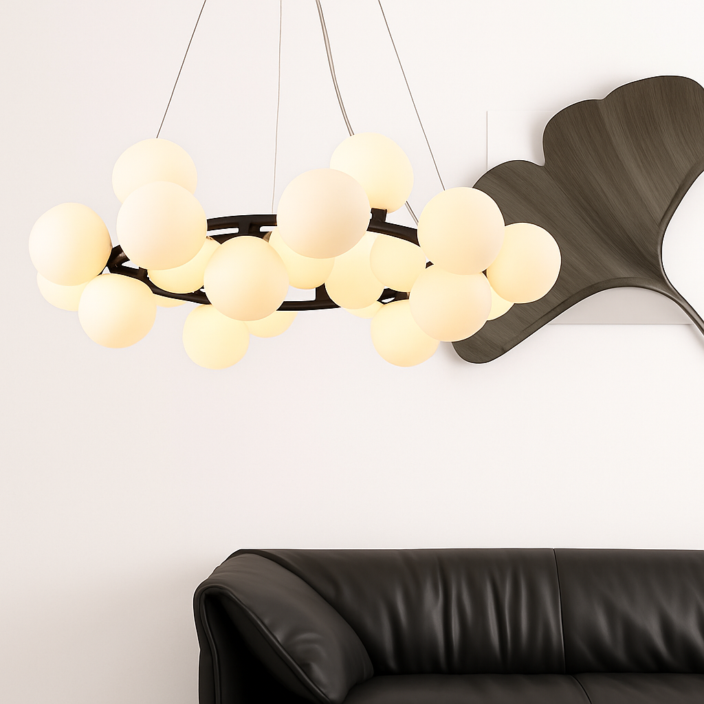 Lustre design à LED en métal avec plusieurs boules en verre Magic - vue 4 sur 5
