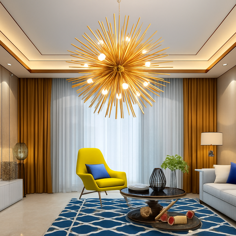 Lustre design moderne en aluminium doré Prosperity