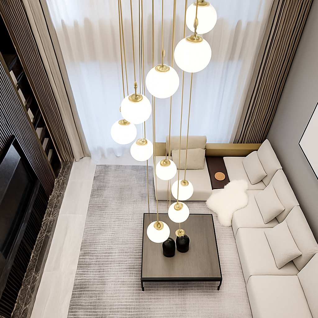 lustre duplex moderne pour éclairage de luxe intérieur - vue 5 sur 20